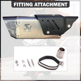 Universal  AKRA Racing Sports Silencer/Exhaust Muffler Pipe with Carbon Fiber Plate Slip-on Exhaust System for Motorcycle and Scooties (SILVER)